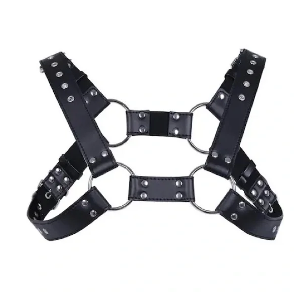 Mens Leather H Bulldog Chest Harness, 4 Straps Harness BDSM For Men - Picture 2 of 6